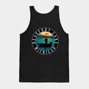 Beaufort Lake Fishing Michigan Sunset Tank Top